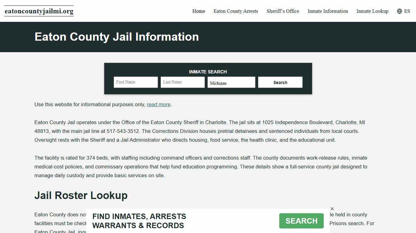 Eaton County, MI Jail Roster, Inmate Info